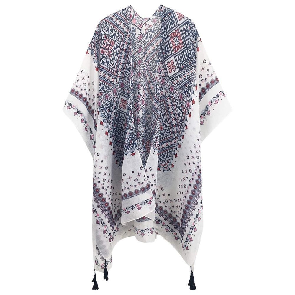 SPICYSANDIA Women’s Swimsuit Cover Up/Kimono/Cardigan Open Front Vintage Print